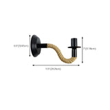 Coastal Curve Rope Metal Bedroom Black Mini Wall Sconce Image - 14