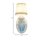 Coastal Round Base Fabric Kids Room Blue Wall Sconce #size