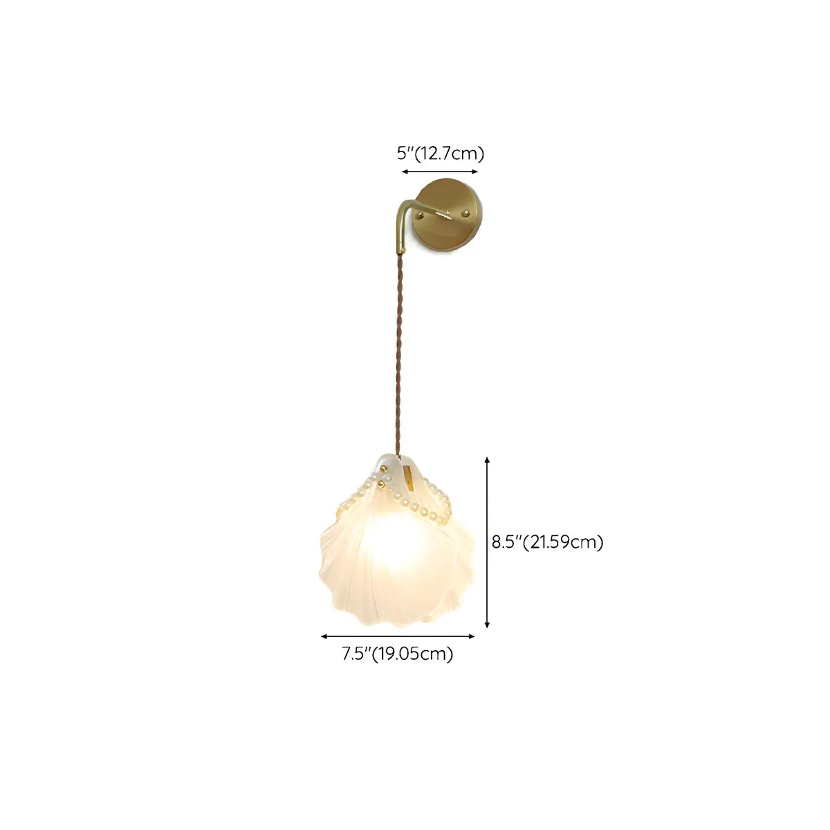 Coastal Shell Gold Frosted Glass Bedroom Gold Wall Sconce 
