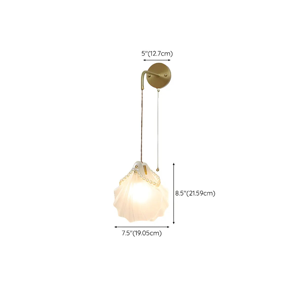 Coastal Shell Gold Frosted Glass Bedroom Gold Wall Sconce Image - 11