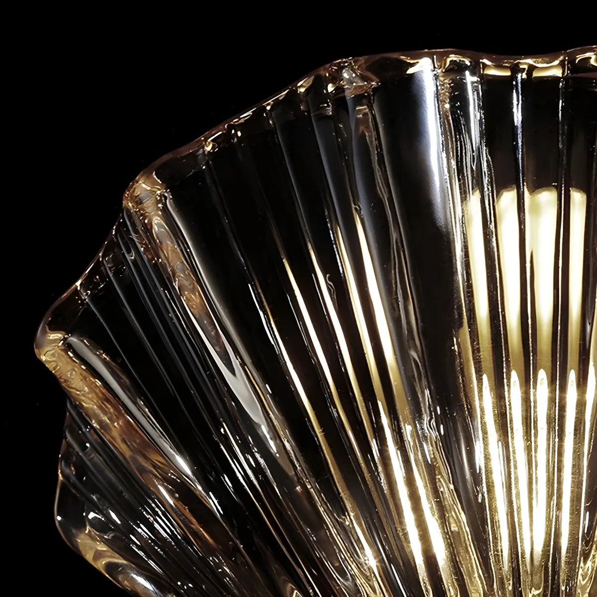 Coastal Shell Ribbed Glass Bedroom Gold Wall Sconce Image - 10