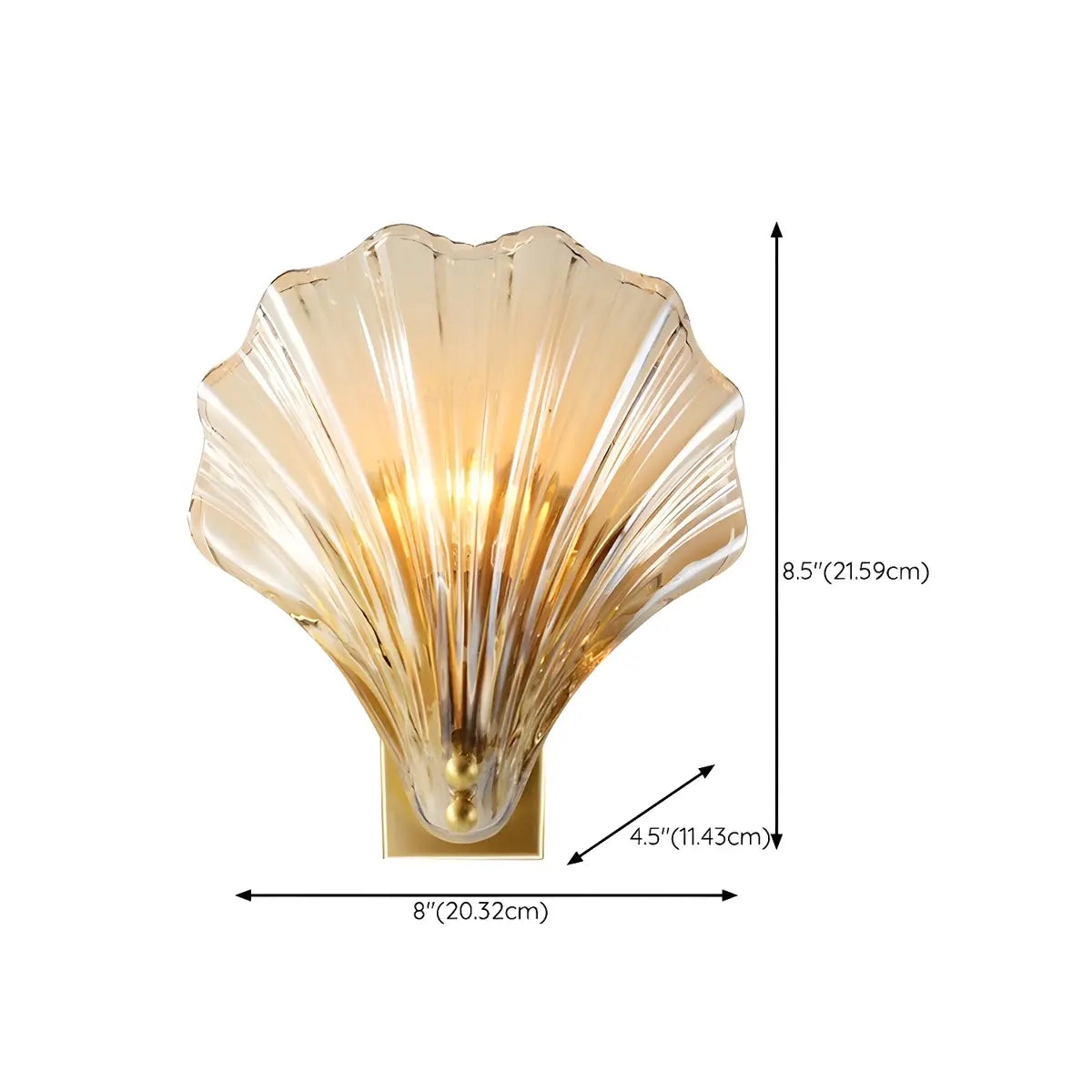 Coastal Shell Ribbed Glass Bedroom Gold Wall Sconce 