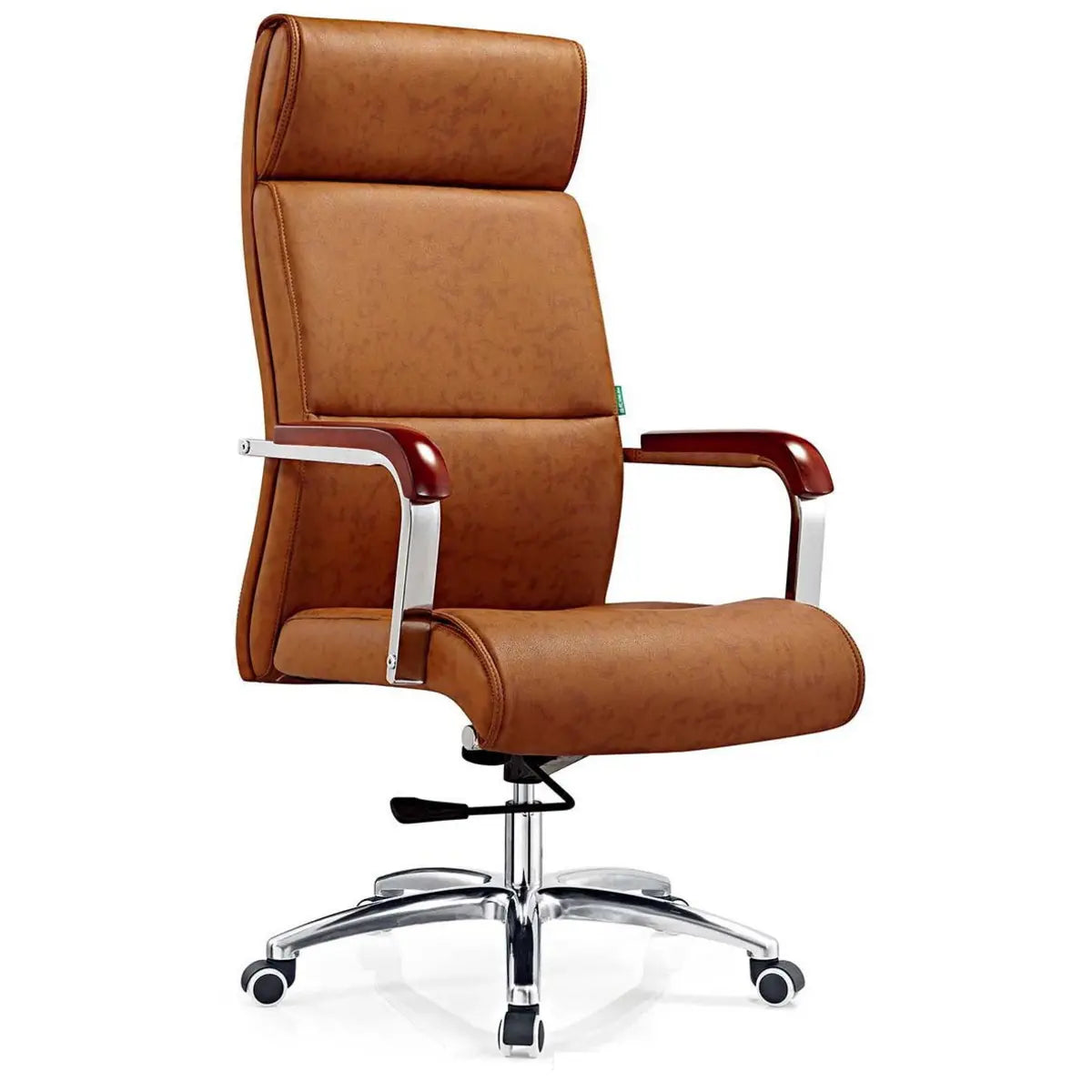 Cocoa Calfskin Ergonomic Office Chair with Headrest Image - 11