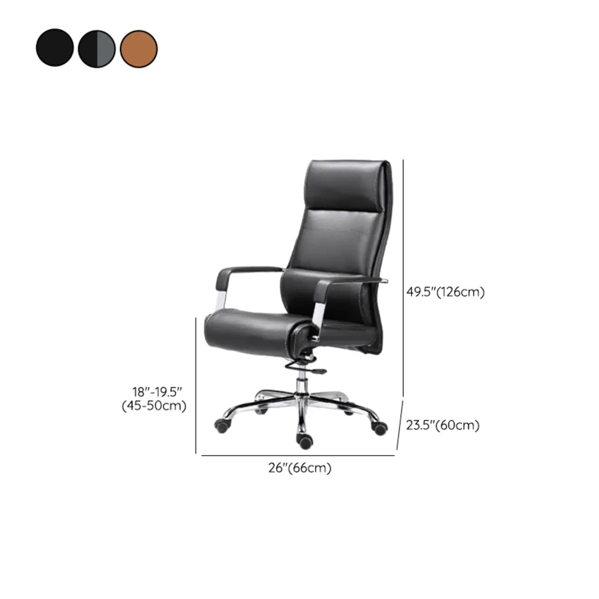Cocoa Calfskin Ergonomic Office Chair with Headrest 