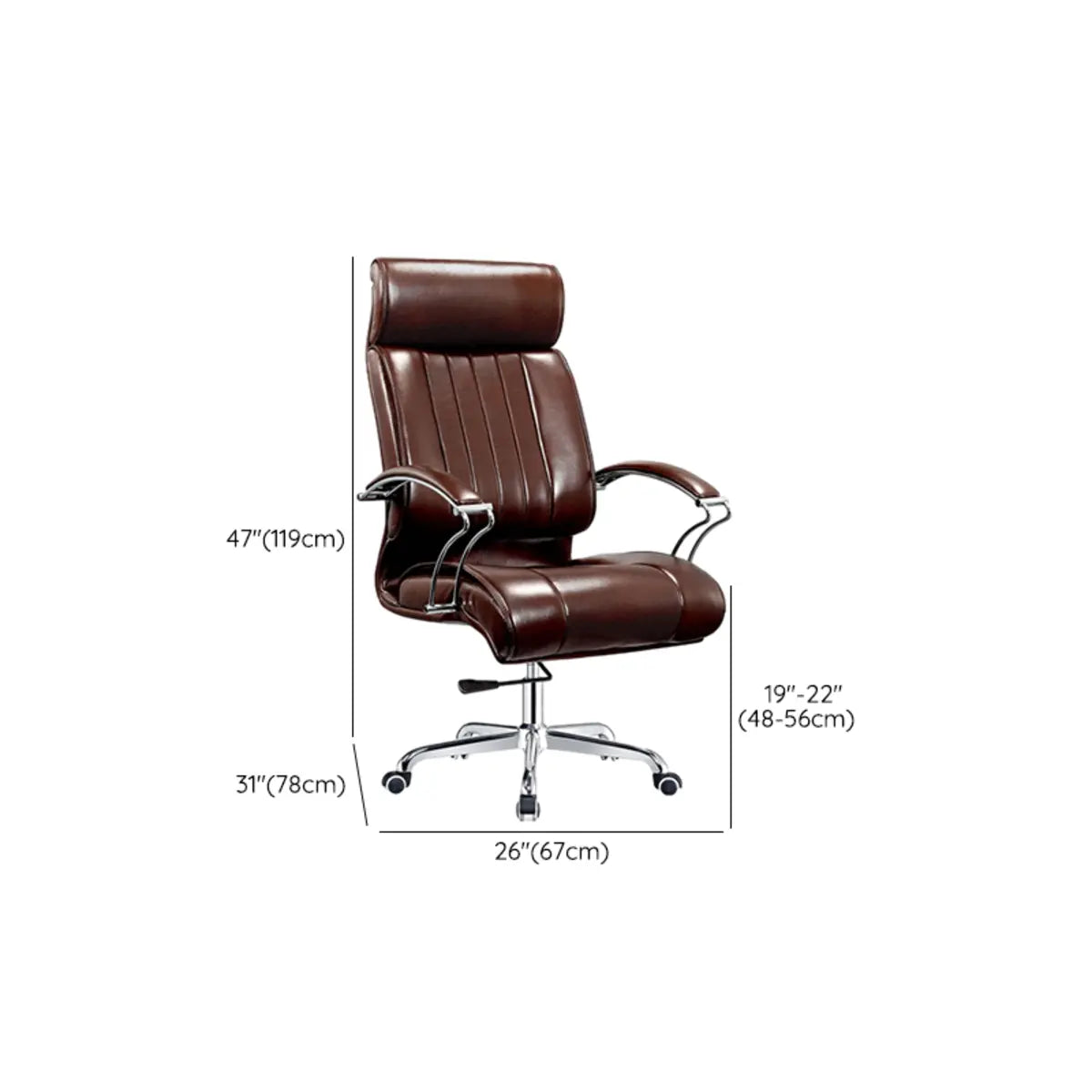 Cocoa Calfskin Ergonomic Office Chair with Headrest Image - 14