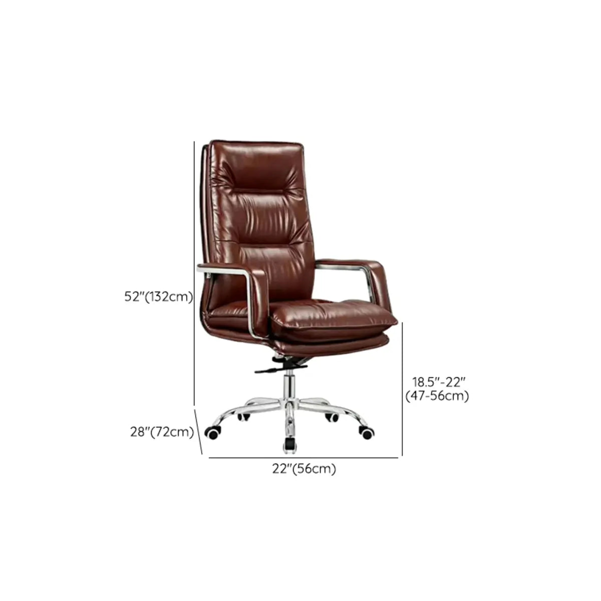Cocoa Calfskin Ergonomic Office Chair with Headrest Image - 15