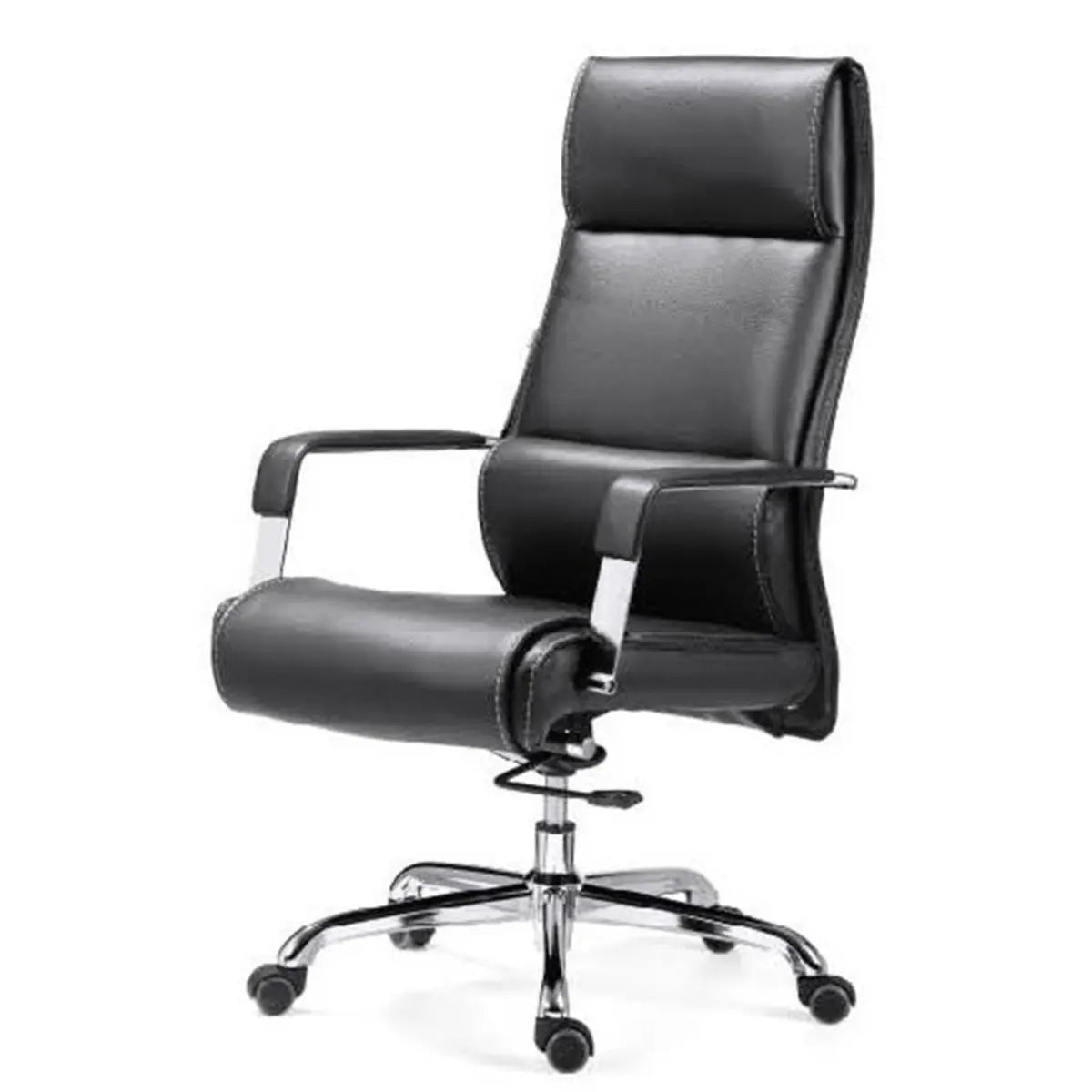 Cocoa Calfskin Ergonomic Office Chair with Headrest Image - 4