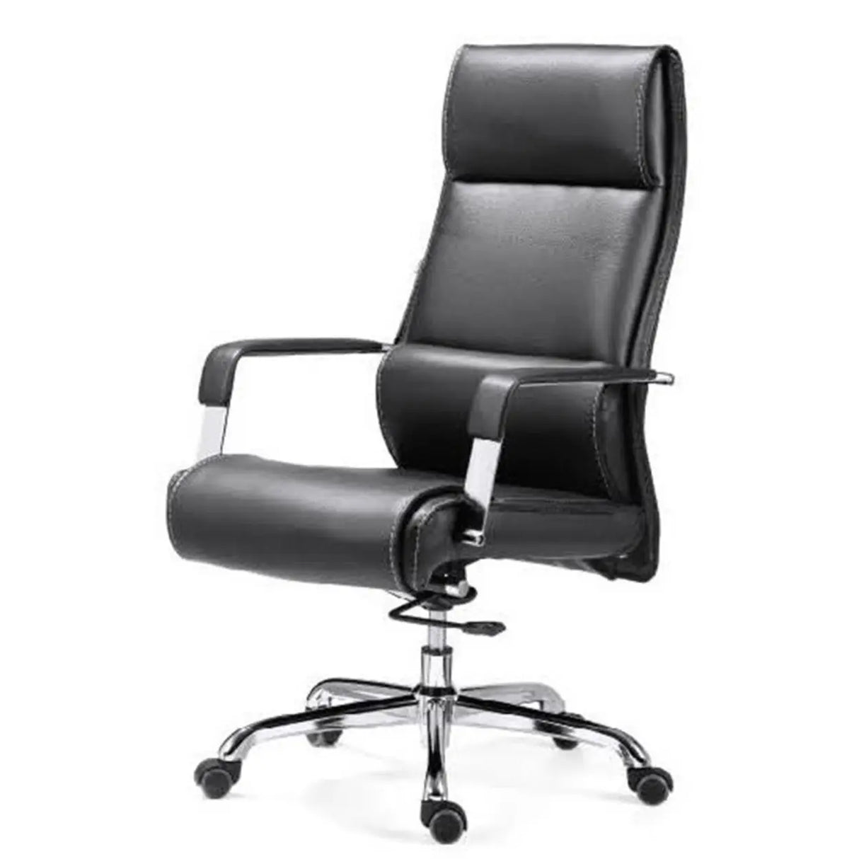 Cocoa Calfskin Ergonomic Office Chair with Headrest Image - 4
