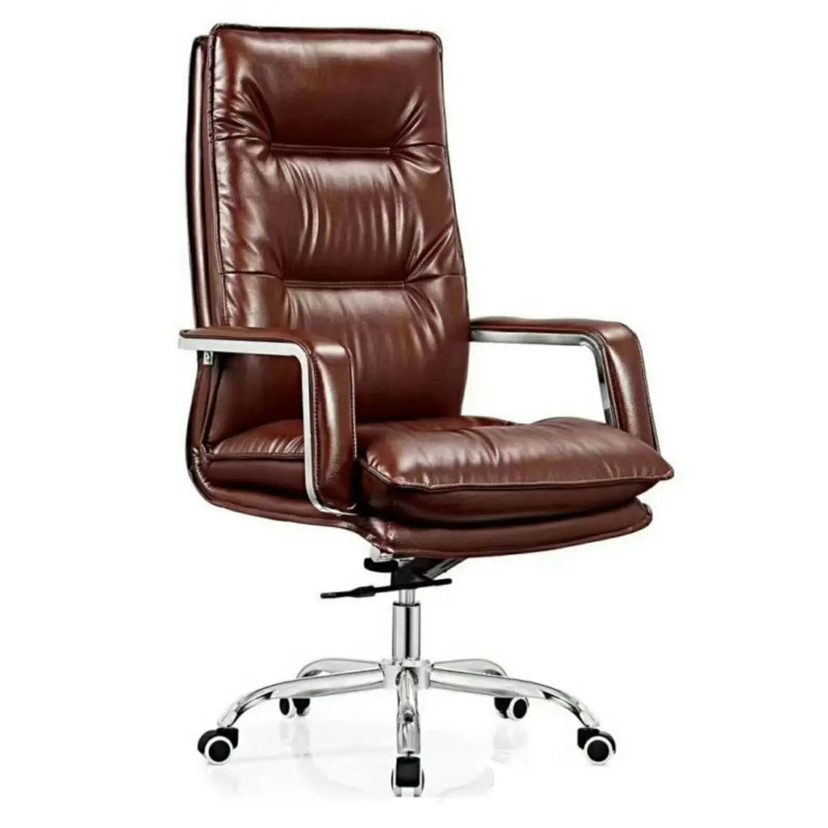 Cocoa Calfskin Ergonomic Office Chair with Headrest Image - 9