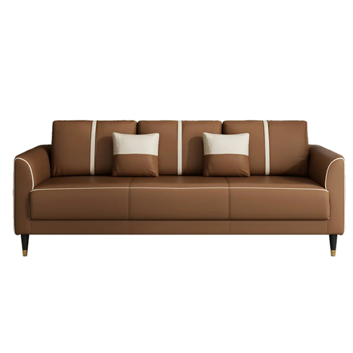 Coffee Anti Cat Scratch Leather Square Arm Pillow Sofa Image - 10