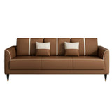 Coffee Anti Cat Scratch Leather Square Arm Pillow Sofa Image - 10