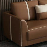 Coffee Anti Cat Scratch Leather Square Arm Pillow Sofa Image - 12