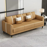 Coffee Anti Cat Scratch Leather Square Arm Pillow Sofa Image - 13