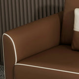 Coffee Anti Cat Scratch Leather Square Arm Pillow Sofa Image - 14