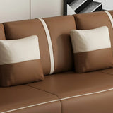 Coffee Anti Cat Scratch Leather Square Arm Pillow Sofa Image - 15