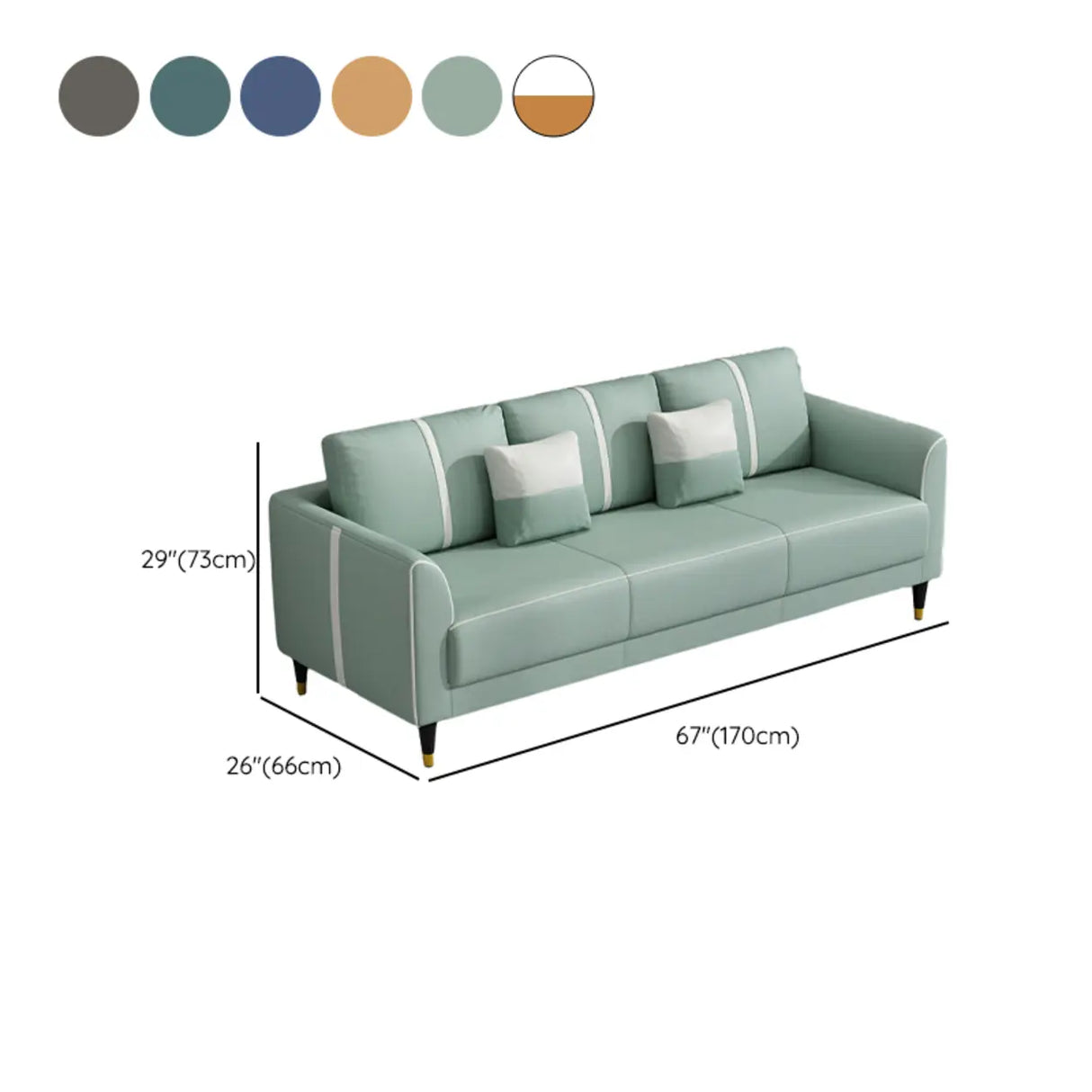 Coffee Anti Cat Scratch Leather Square Arm Pillow Sofa 