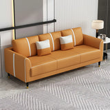 Coffee Anti Cat Scratch Leather Square Arm Pillow Sofa Image - 2