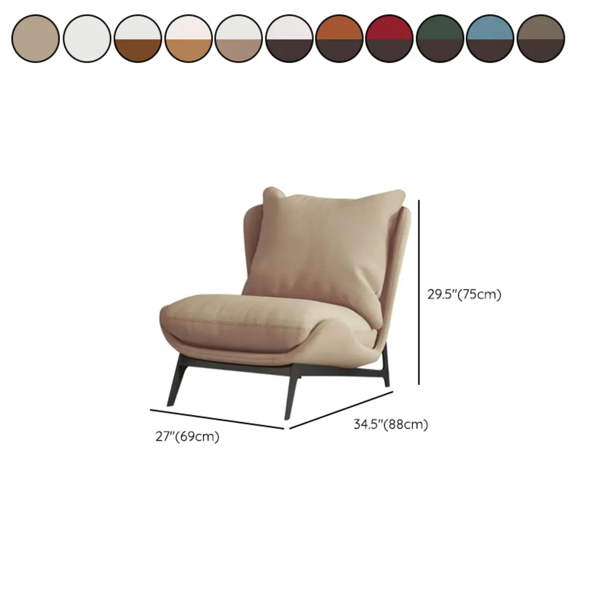 Coffee-Beige Dove Velvet Pillow Back Latex Side Chair 