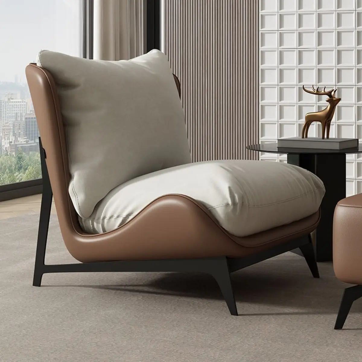 Coffee-Beige Dove Velvet Pillow Back Latex Side Chair Image - 3