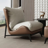 Coffee-Beige Dove Velvet Pillow Back Latex Side Chair Image - 3