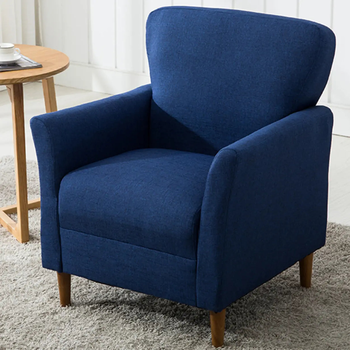 Coffee Cotton Flared Arm Fixed Back Foam Fill Arm Chair Image - 11