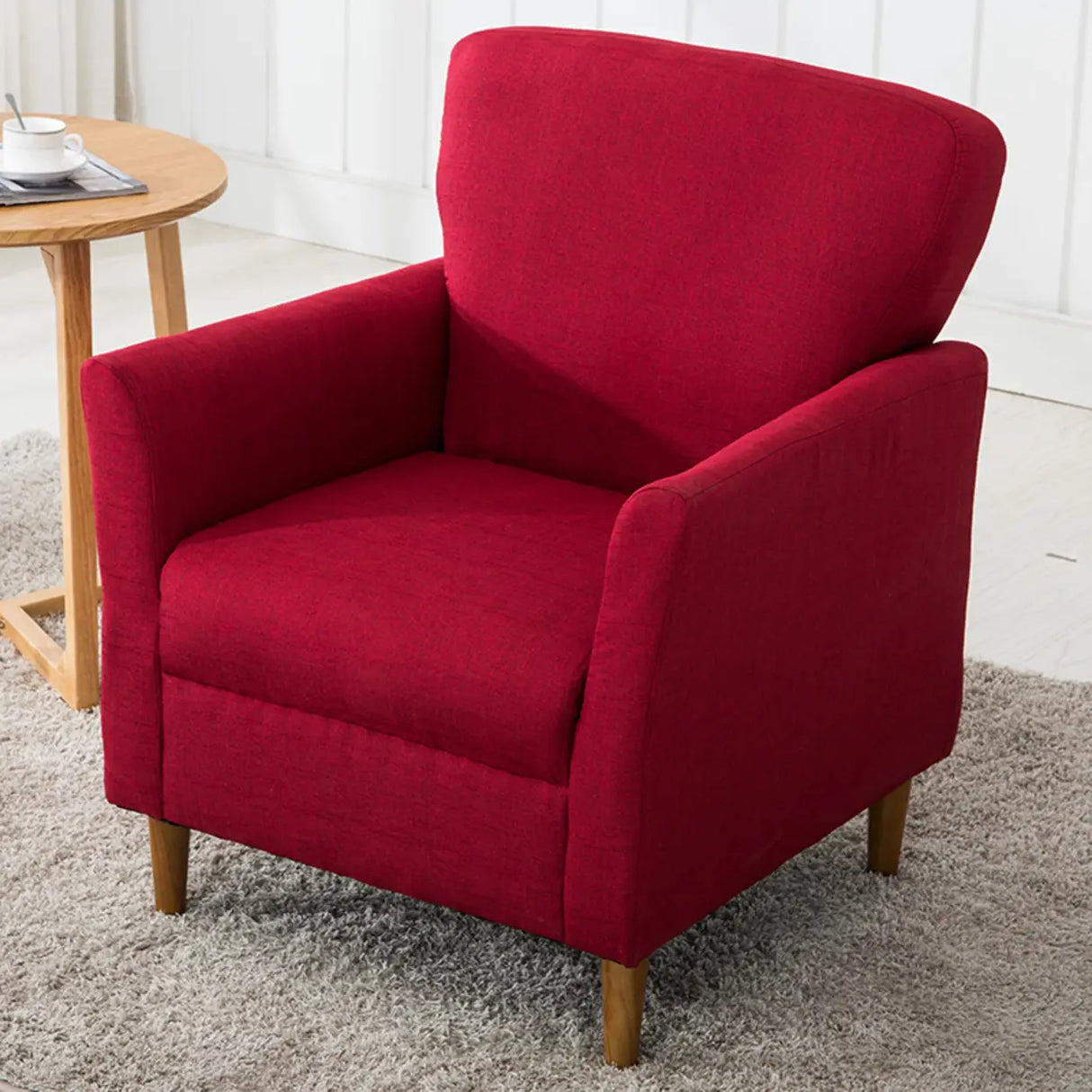 Coffee Cotton Flared Arm Fixed Back Foam Fill Arm Chair Image - 17