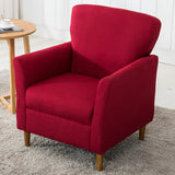Coffee Cotton Flared Arm Fixed Back Foam Fill Arm Chair Image - 17