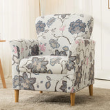 Coffee Cotton Flared Arm Fixed Back Foam Fill Arm Chair Image - 3