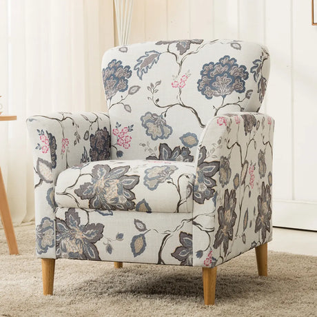 Coffee Cotton Flared Arm Fixed Back Foam Fill Arm Chair Image - 3