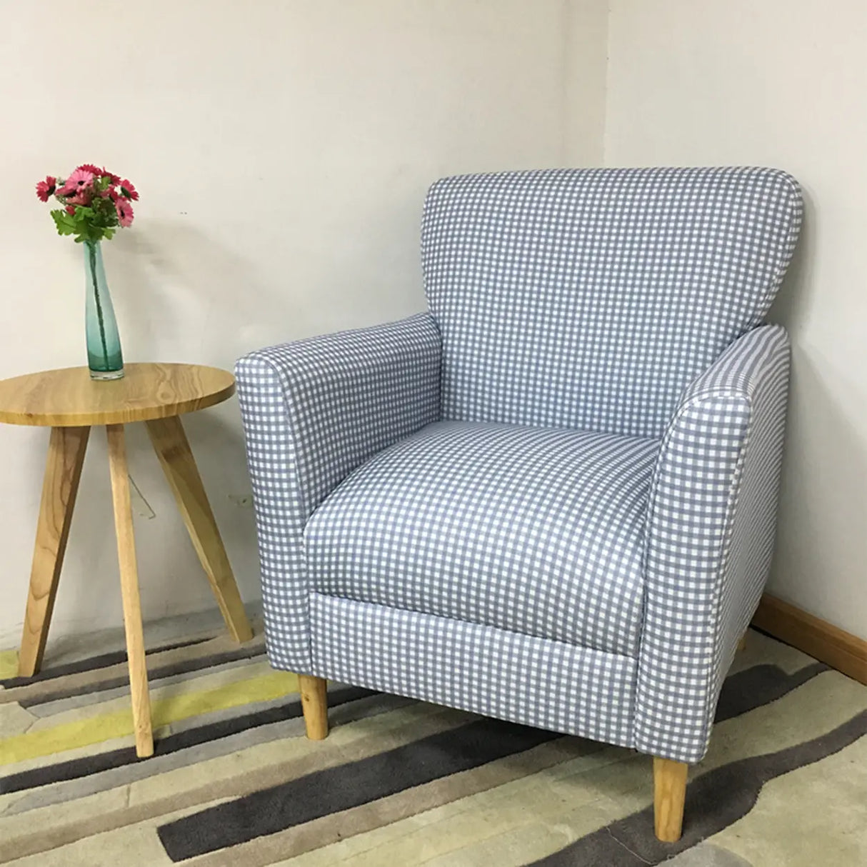 Coffee Cotton Flared Arm Fixed Back Foam Fill Arm Chair Image - 21