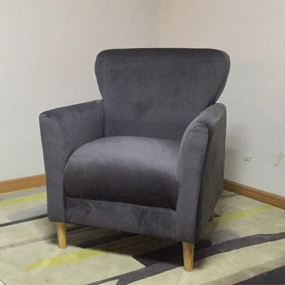 Coffee Cotton Flared Arm Fixed Back Foam Fill Arm Chair Image - 26