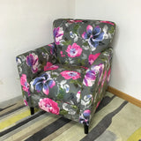 Coffee Cotton Flared Arm Fixed Back Foam Fill Arm Chair Image - 27