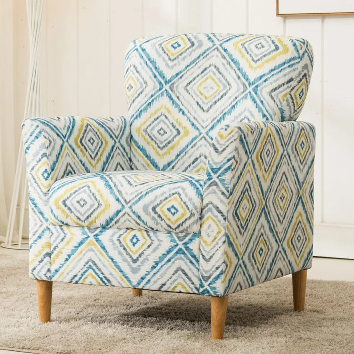 Coffee Cotton Flared Arm Fixed Back Foam Fill Arm Chair Image - 28