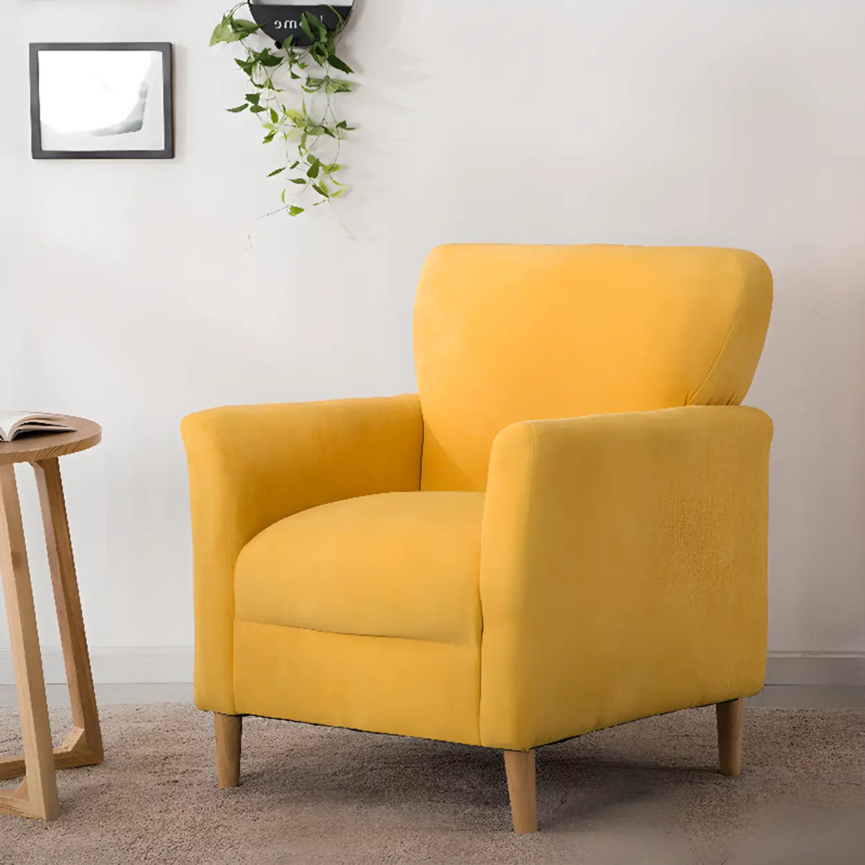 Coffee Cotton Flared Arm Fixed Back Foam Fill Arm Chair Image - 29