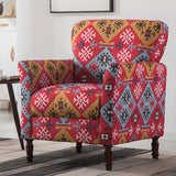 Coffee Cotton Flared Arm Fixed Back Foam Fill Arm Chair Image - 32