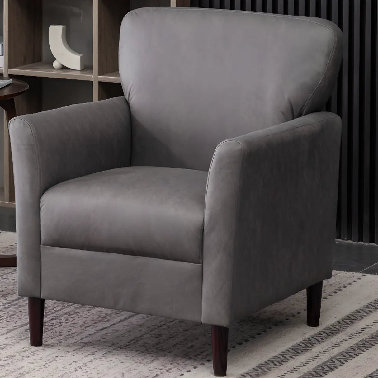 Coffee Cotton Flared Arm Fixed Back Foam Fill Arm Chair Image - 33