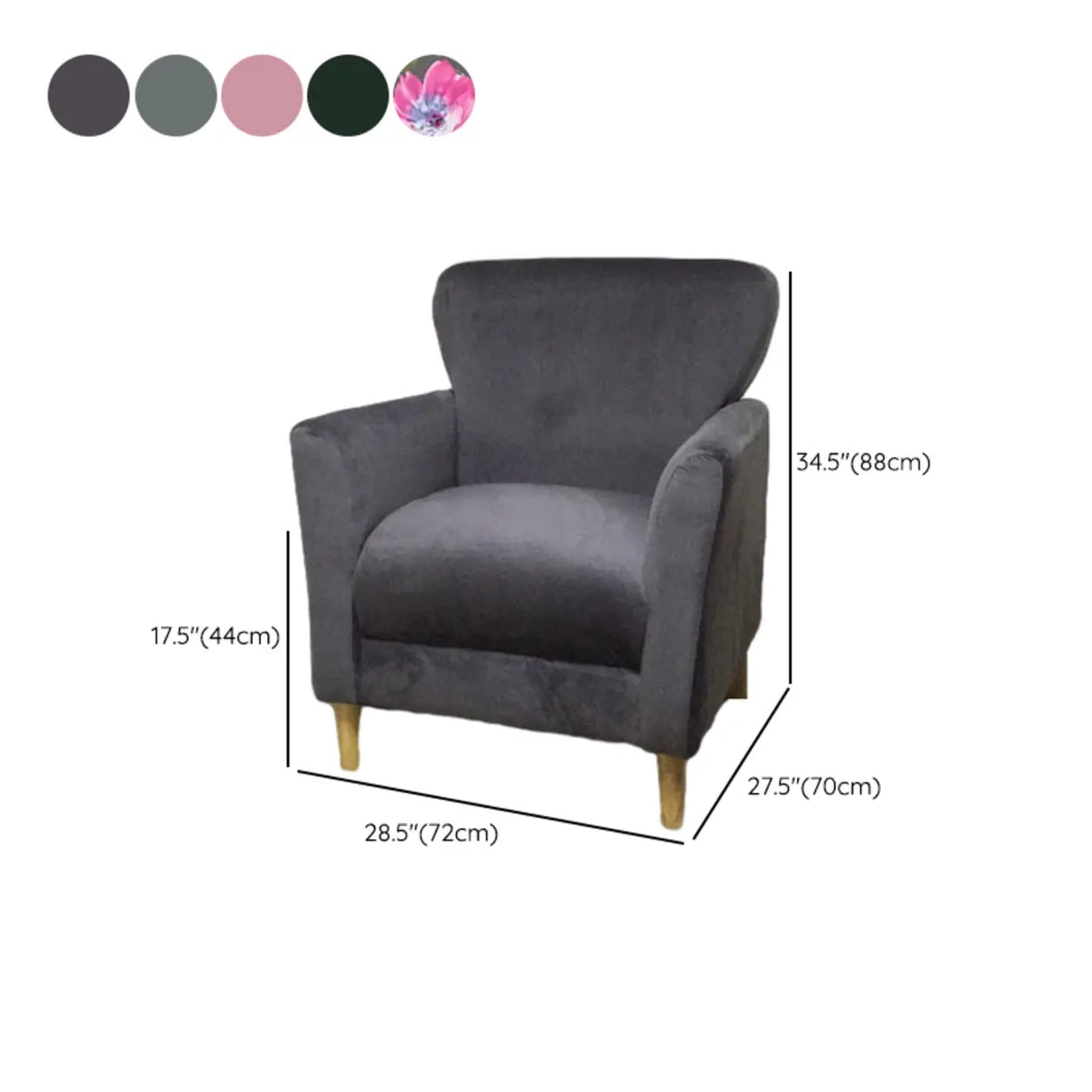 Coffee Cotton Flared Arm Fixed Back Foam Fill Arm Chair Image - 38