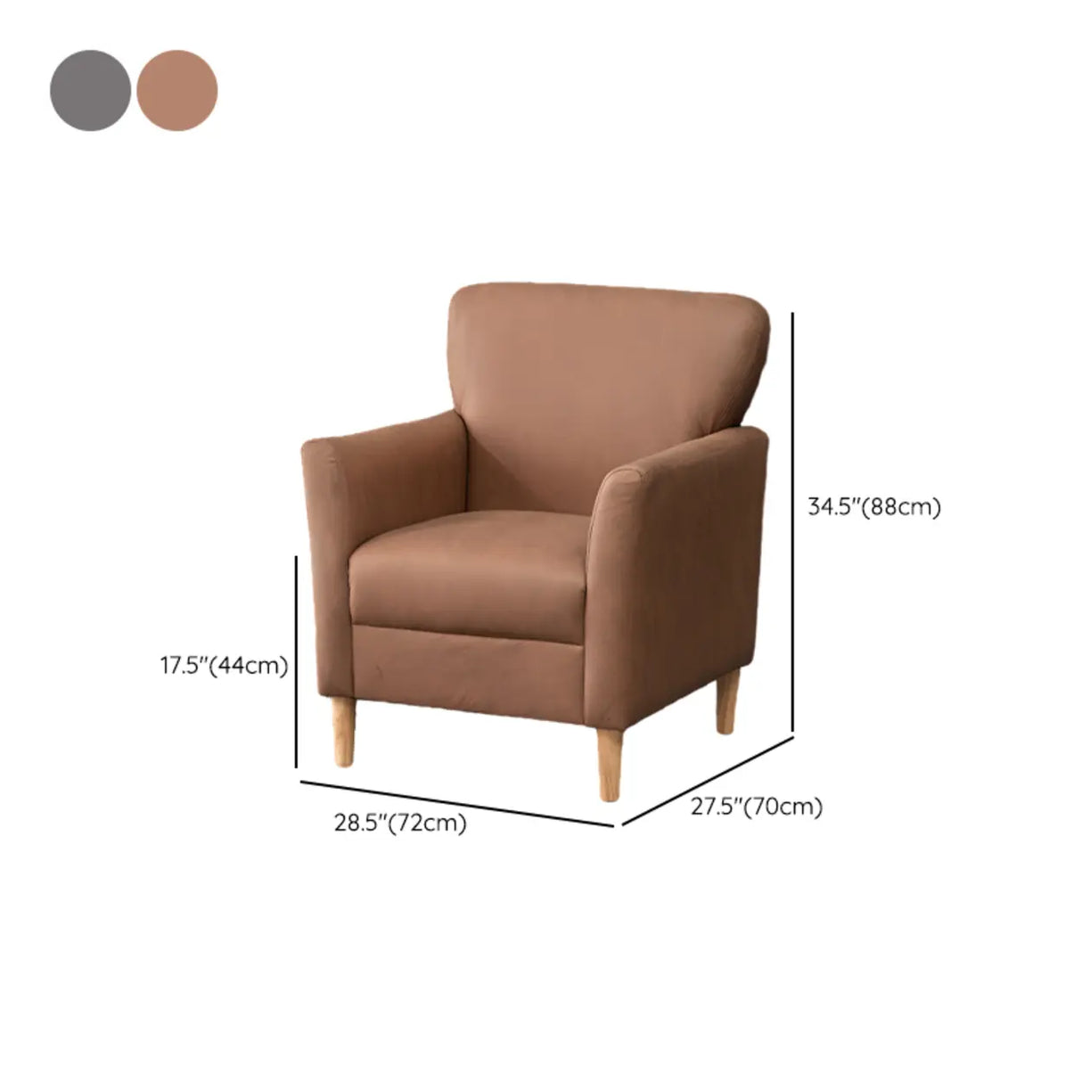 Coffee Cotton Flared Arm Fixed Back Foam Fill Arm Chair Image - 39