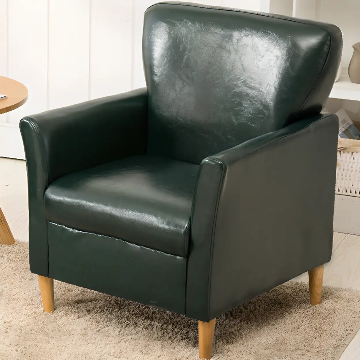 Coffee Cotton Flared Arm Fixed Back Foam Fill Arm Chair Image - 7