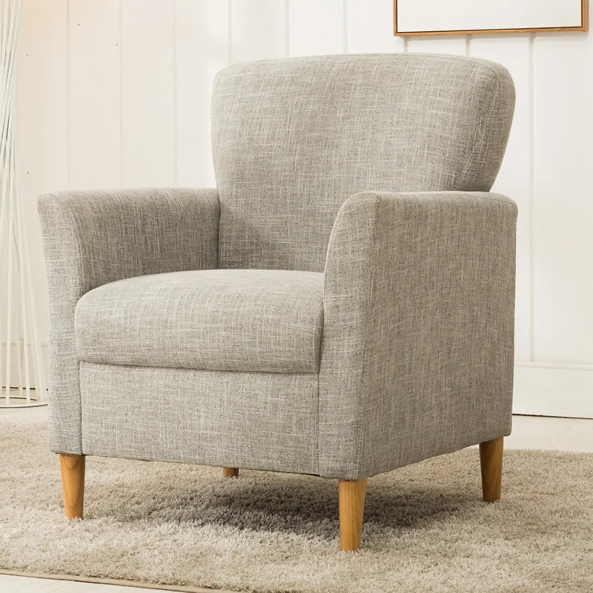 Coffee Cotton Flared Arm Fixed Back Foam Fill Arm Chair Image - 8
