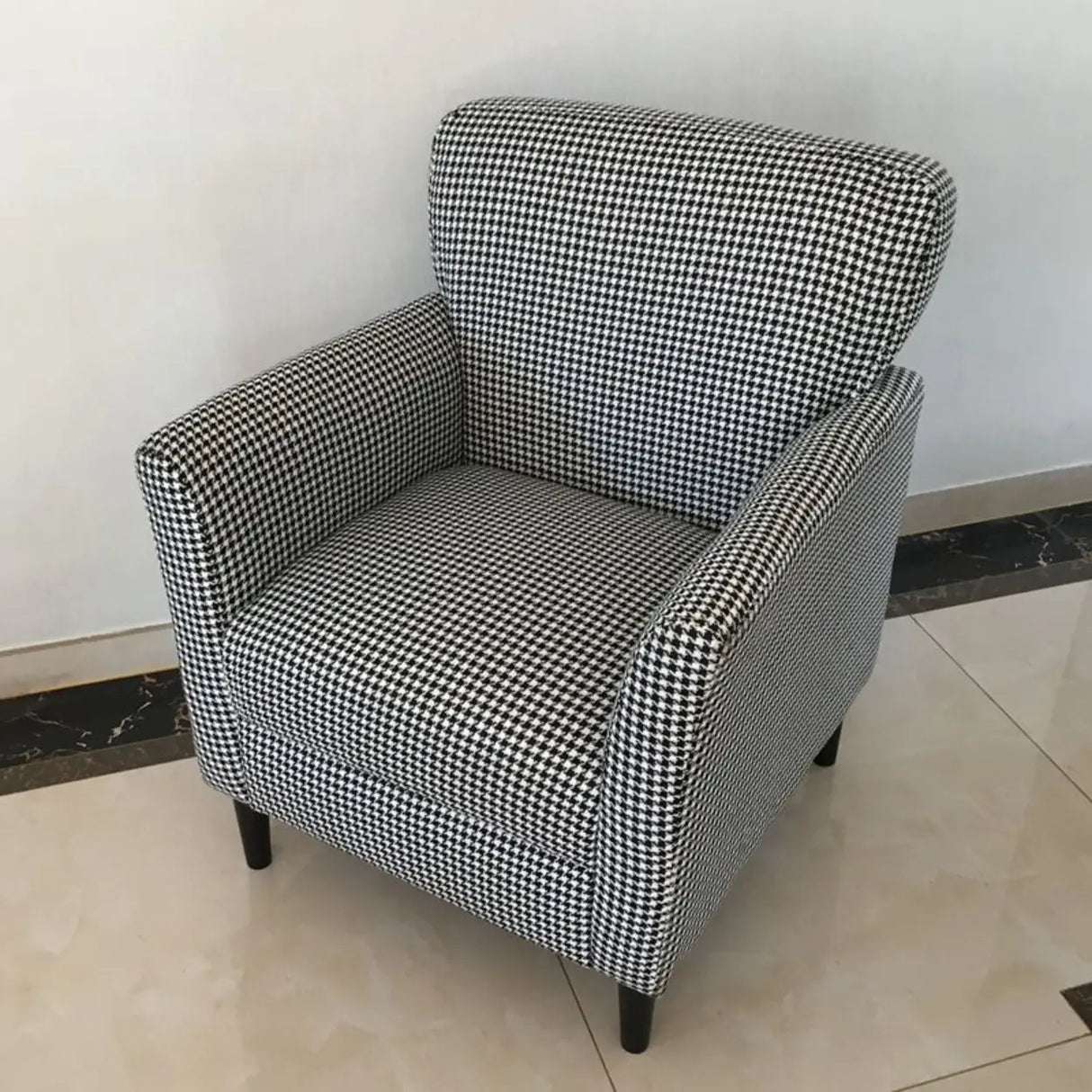 Coffee Cotton Flared Arm Fixed Back Foam Fill Arm Chair Image - 9