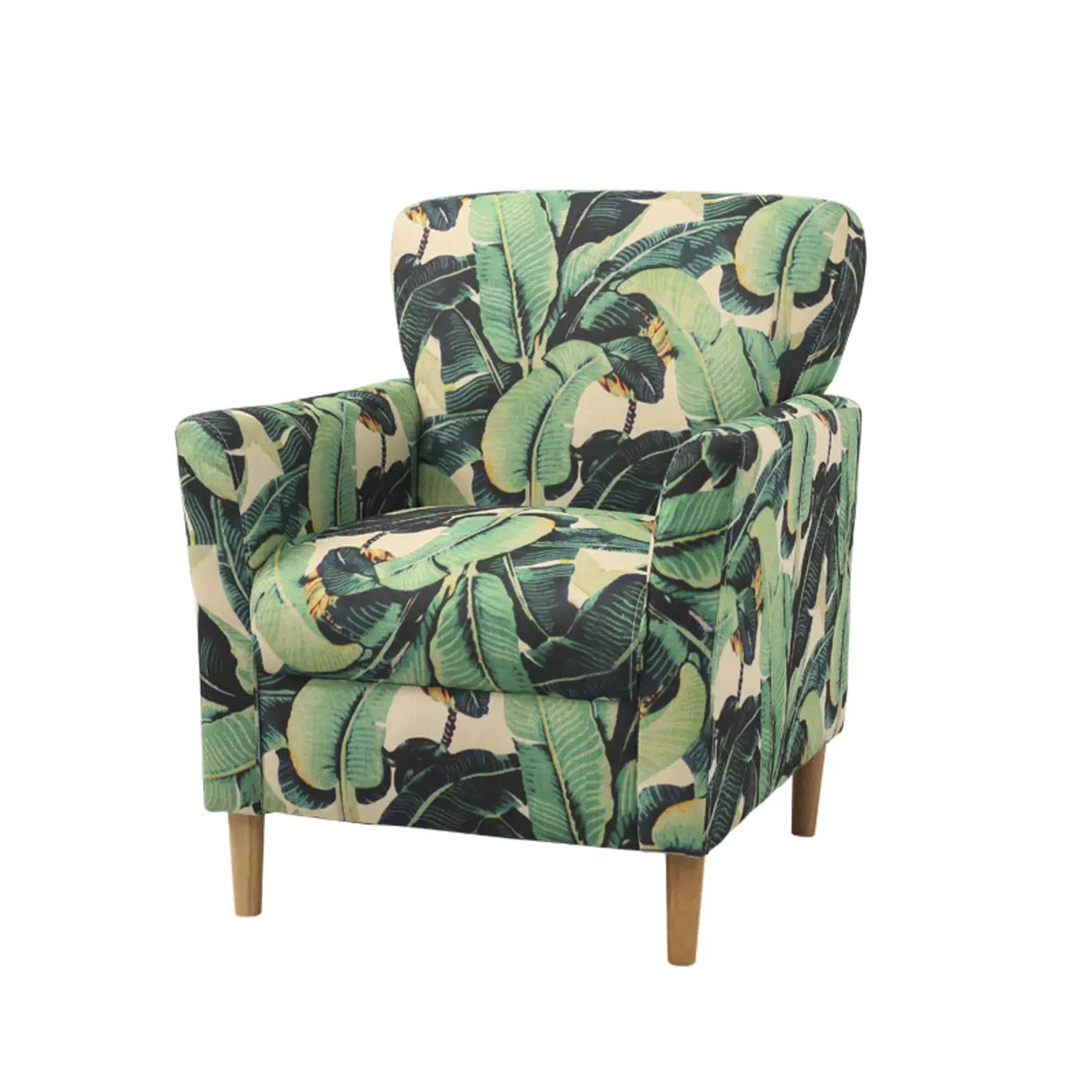 Coffee Cotton Flared Arm Fixed Back Foam Fill Arm Chair Image - 10