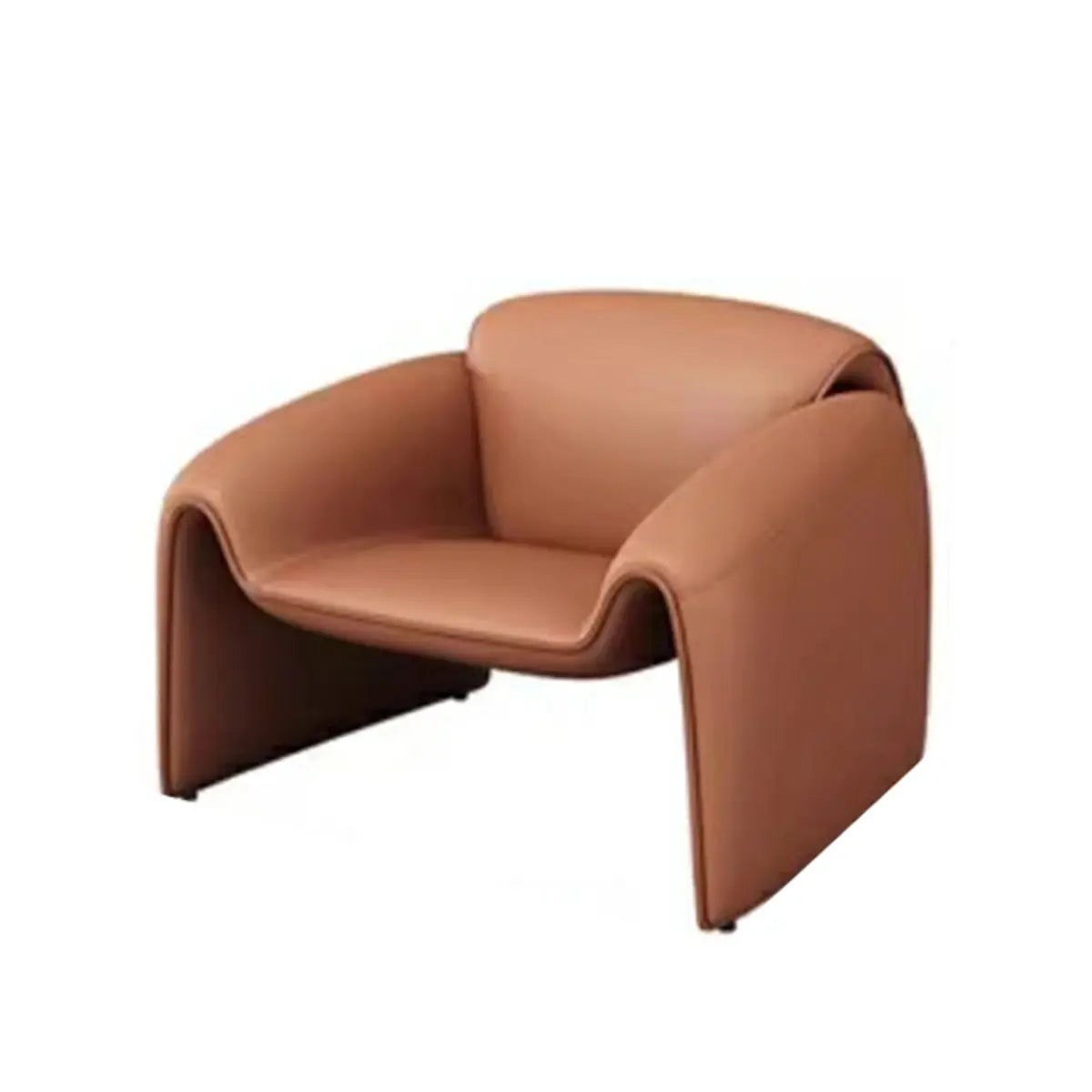 Coffee Curved Leather Sofa Seating Group with Pillow Image - 10