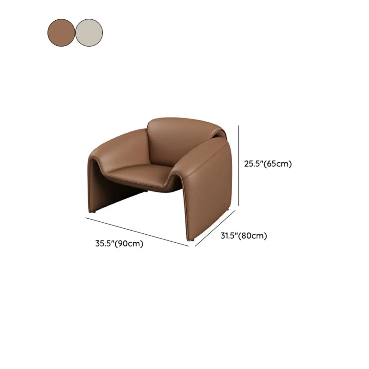 Coffee Curved Leather Sofa Seating Group with Pillow 