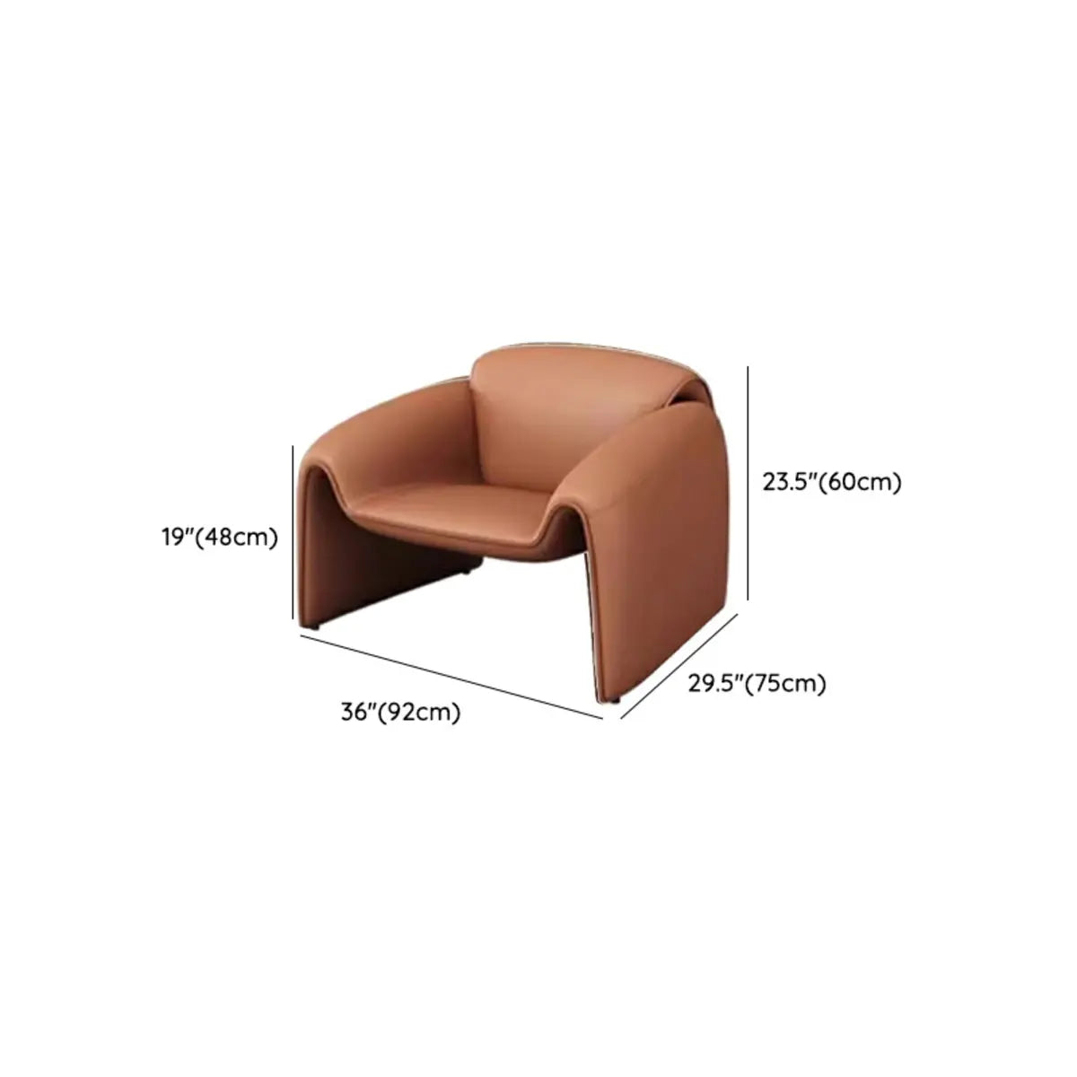 Coffee Curved Leather Sofa Seating Group with Pillow Image - 20