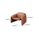 Coffee Curved Leather Sofa Seating Group with Pillow Image - 20