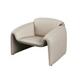 Coffee Curved Leather Sofa Seating Group with Pillow Image - 3