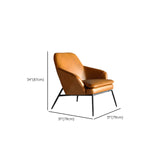 Coffee Leather Sloped Arms Fixed Back Arm Chair #size