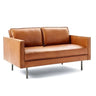 Coffee Leather Wood Frame 3-Seats Sofa with Legs Image - 10
