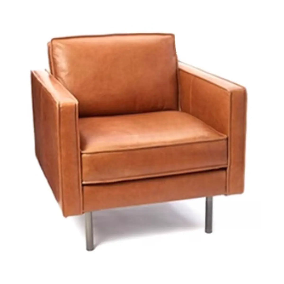 Coffee Leather Wood Frame 3-Seats Sofa with Legs Image - 11